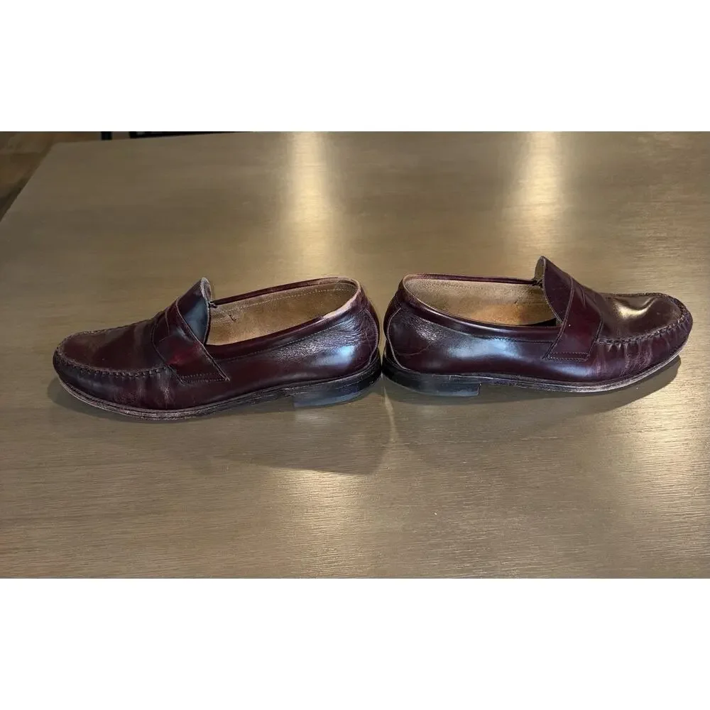 Vtg Johnston Murphy Aristocraft Penny Loafers Mens 9 Burgundy Leather USA Made
